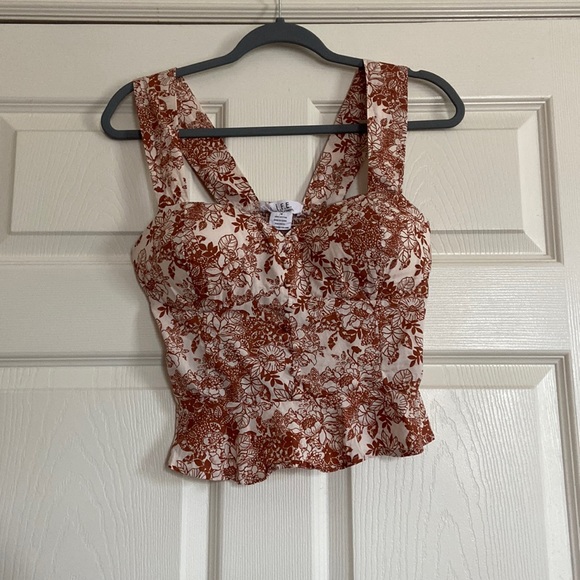 Tops - brown and cream babydoll tank top